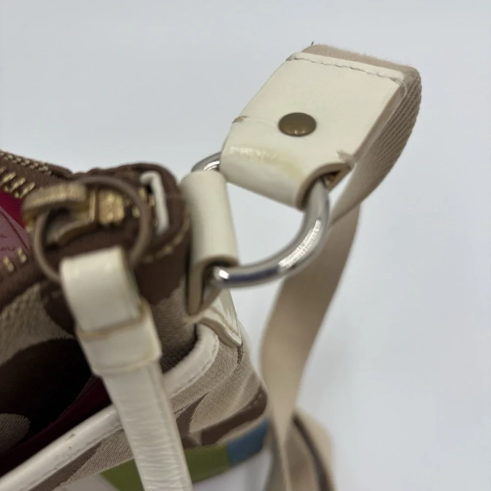 Coach Signature Crossbody Bag Womens Multi Patchwork Canvas Adjustable Swingpack